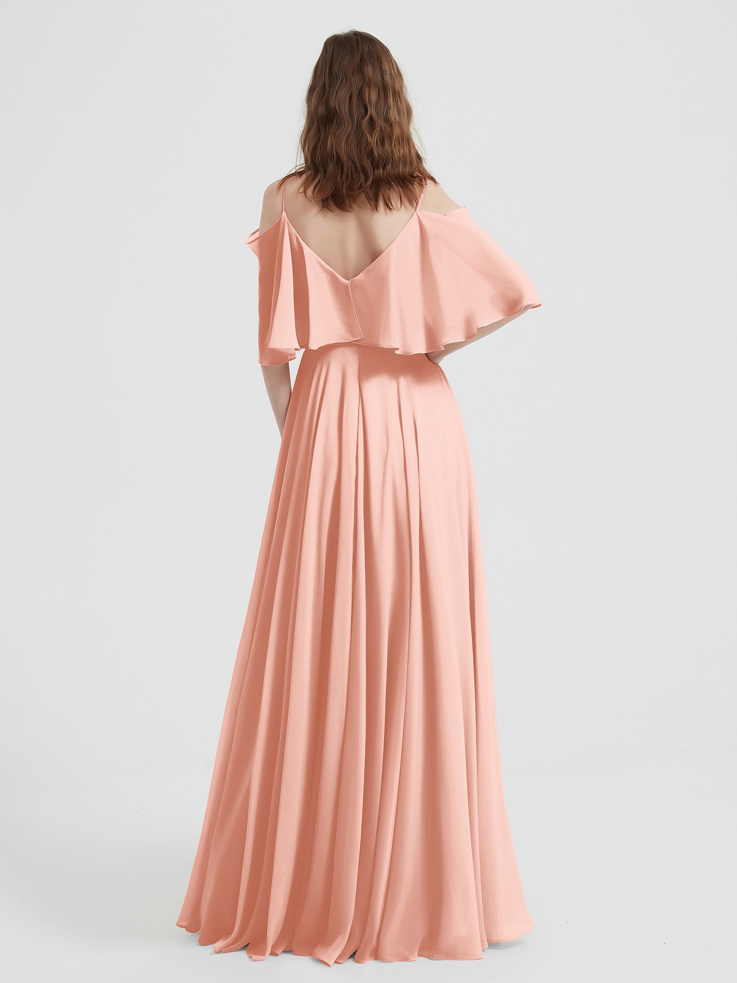 Spaghetti Strap Dresses with Flutter Sleeves Coral
